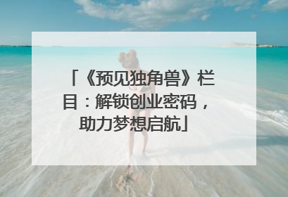 《预见独角兽》栏目：解锁创业密码，助力梦想启航