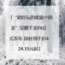 “超好玩的能量小圆表”荣耀手表Fit正式发布 国补到手价424.15元起