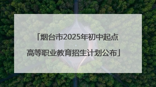 烟台市2025年初中起点高等职业教育招生计划公布