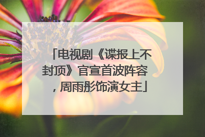 电视剧《谍报上不封顶》官宣首波阵容，周雨彤饰演女主