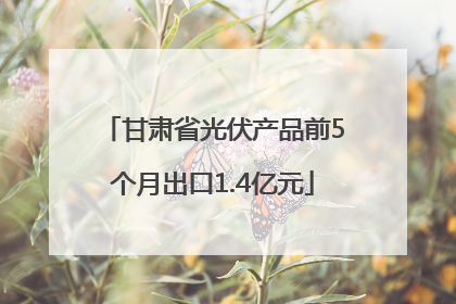 甘肃省光伏产品前5个月出口1.4亿元