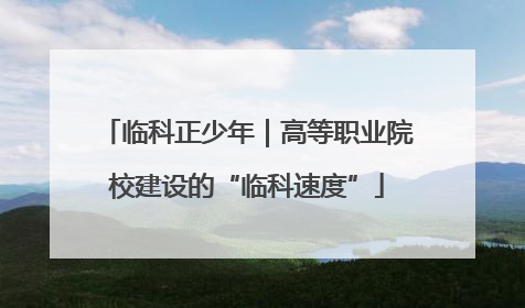 临科正少年｜高等职业院校建设的“临科速度”