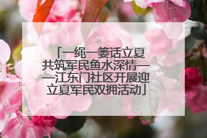 一绳一篓话立夏 共筑军民鱼水深情——江东门社区开展迎立夏军民双拥活动