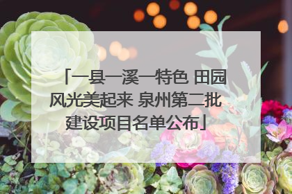 一县一溪一特色 田园风光美起来 泉州第二批建设项目名单公布
