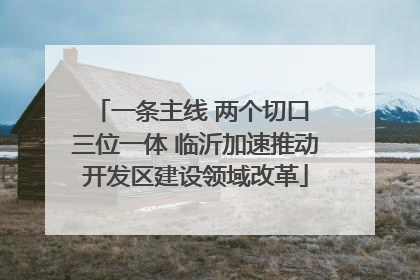 一条主线 两个切口 三位一体 临沂加速推动开发区建设领域改革