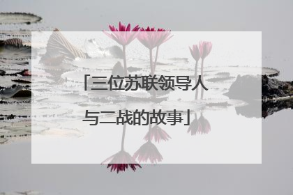 三位苏联领导人与二战的故事
