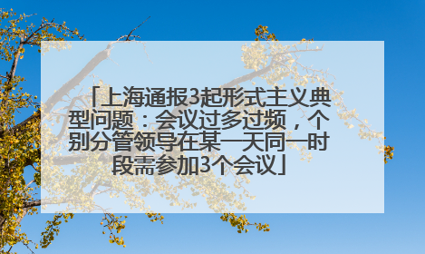 上海通报3起形式主义典型问题：会议过多过频，个别分管领导在某一天同一时段需参加3个会议