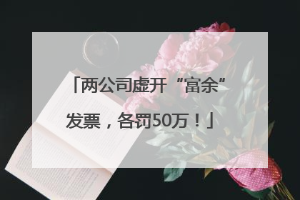 两公司虚开“富余”发票，各罚50万！