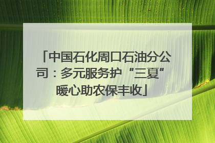 中国石化周口石油分公司：多元服务护“三夏” 暖心助农保丰收