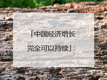 中国经济增长完全可以持续