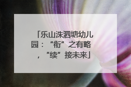 乐山洙泗塘幼儿园：“衔”之有略，“续”接未来