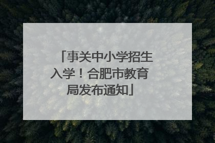 事关中小学招生入学！合肥市教育局发布通知
