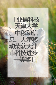 亚信科技、天津大学、中移动信息、天津移动荣获天津市科技进步一等奖