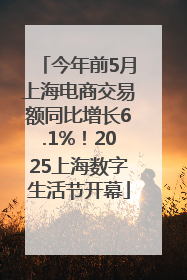 今年前5月上海电商交易额同比增长6.1%！2025上海数字生活节开幕