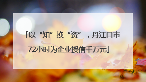 以“知”换“资”，丹江口市72小时为企业授信千万元