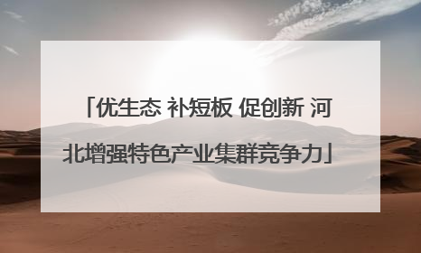 优生态 补短板 促创新 河北增强特色产业集群竞争力