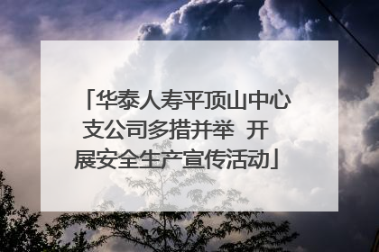 华泰人寿平顶山中心支公司多措并举  开展安全生产宣传活动