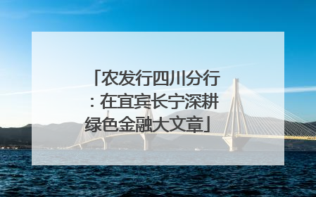 农发行四川分行：在宜宾长宁深耕绿色金融大文章