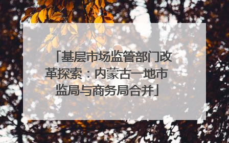 基层市场监管部门改革探索：内蒙古一地市监局与商务局合并