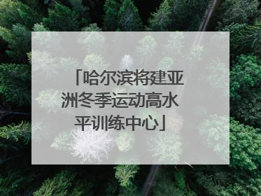 哈尔滨将建亚洲冬季运动高水平训练中心