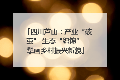 四川芦山：产业“破茧” 生态“织锦” 擘画乡村振兴新貌