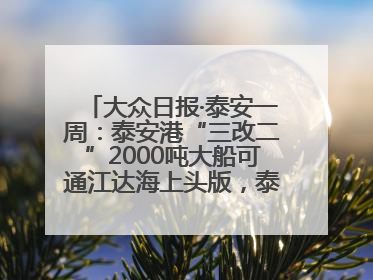 大众日报·泰安一周：泰安港“三改二”2000吨大船可通江达海上头版，泰安房产服务改革经验全省推广