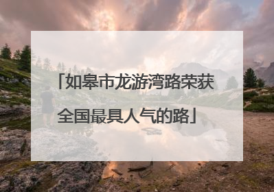 如皋市龙游湾路荣获全国最具人气的路