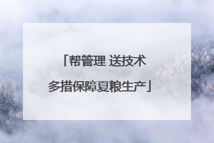 帮管理 送技术 多措保障夏粮生产