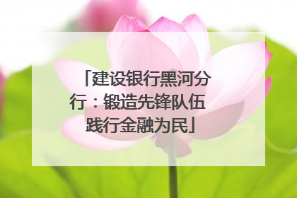 建设银行黑河分行：锻造先锋队伍 践行金融为民