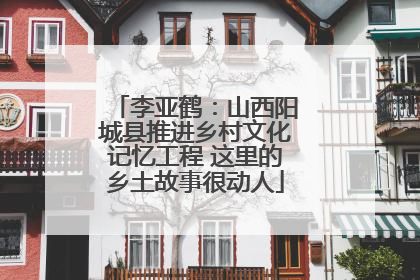 李亚鹤：山西阳城县推进乡村文化记忆工程 这里的乡土故事很动人