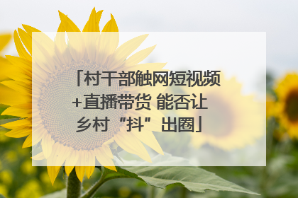 村干部触网短视频+直播带货 能否让乡村“抖”出圈