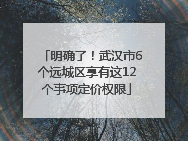 明确了！武汉市6个远城区享有这12个事项定价权限