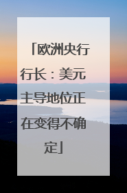 欧洲央行行长：美元主导地位正在变得不确定