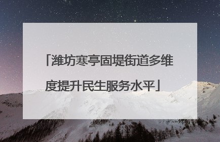 潍坊寒亭固堤街道多维度提升民生服务水平