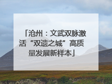沧州：文武双脉激活“双遗之城”高质量发展新样本
