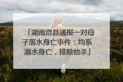 湖南澧县通报一对母子落水身亡事件：均系溺水身亡，排除他杀