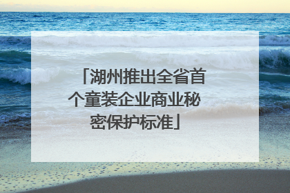 湖州推出全省首个童装企业商业秘密保护标准