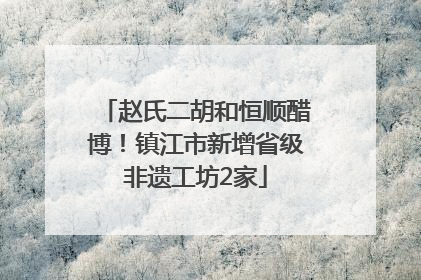 赵氏二胡和恒顺醋博！镇江市新增省级非遗工坊2家