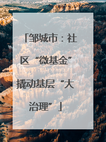 邹城市：社区“微基金”撬动基层“大治理”