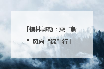 锡林郭勒：乘“新”风向“绿”行