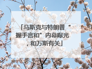 马斯克与特朗普“握手言和”内幕曝光，和万斯有关