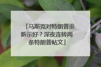 马斯克对特朗普重新示好？深夜连转两条特朗普帖文