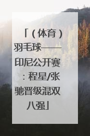 （体育）羽毛球——印尼公开赛：程星/张驰晋级混双八强