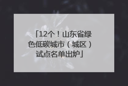 12个！山东省绿色低碳城市（城区）试点名单出炉