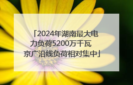 2024年湖南最大电力负荷5200万千瓦 京广沿线负荷相对集中